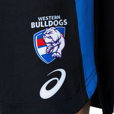 Western Bulldogs 2022 Mens Training Shorts, Black/Blue, rebel_hi-res