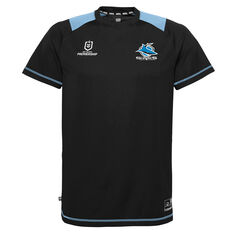 Cronulla Sharks 2022 Mens Performance Tee Black/Light Blue S, Black/Light Blue, rebel_hi-res