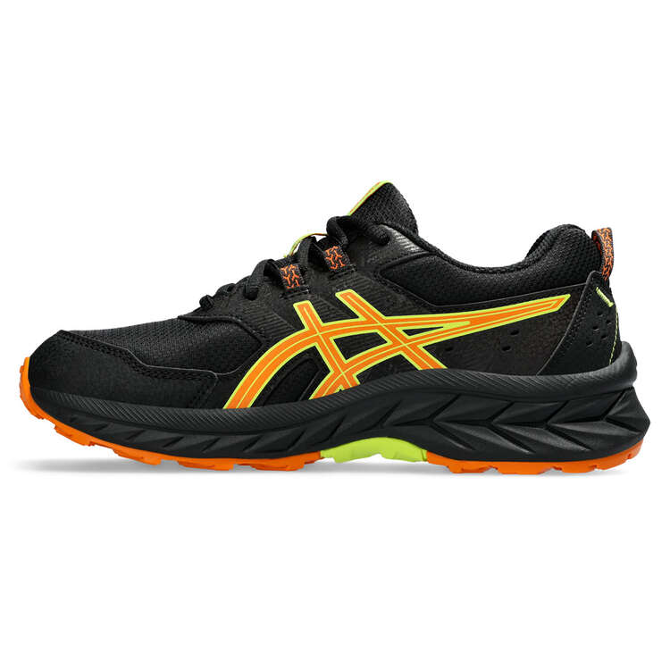 Asics GEL Venture 9 GS Kids Trail Running Shoes Black/Orange US 1, Black/Orange, rebel_hi-res