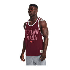 Under Armour Mens Project Rock Outlaw Mana Tank Red S, , rebel_hi-res