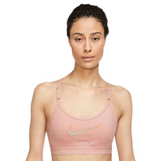 Nike Womens Dri-FIT Indy Light Support Padded Graphic Sports Bra, Pink, rebel_hi-res
