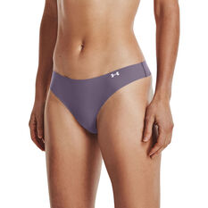 Under Armour Womens Pure Stretch Thong Briefs 3 Pack Grey XS, , rebel_hi-res