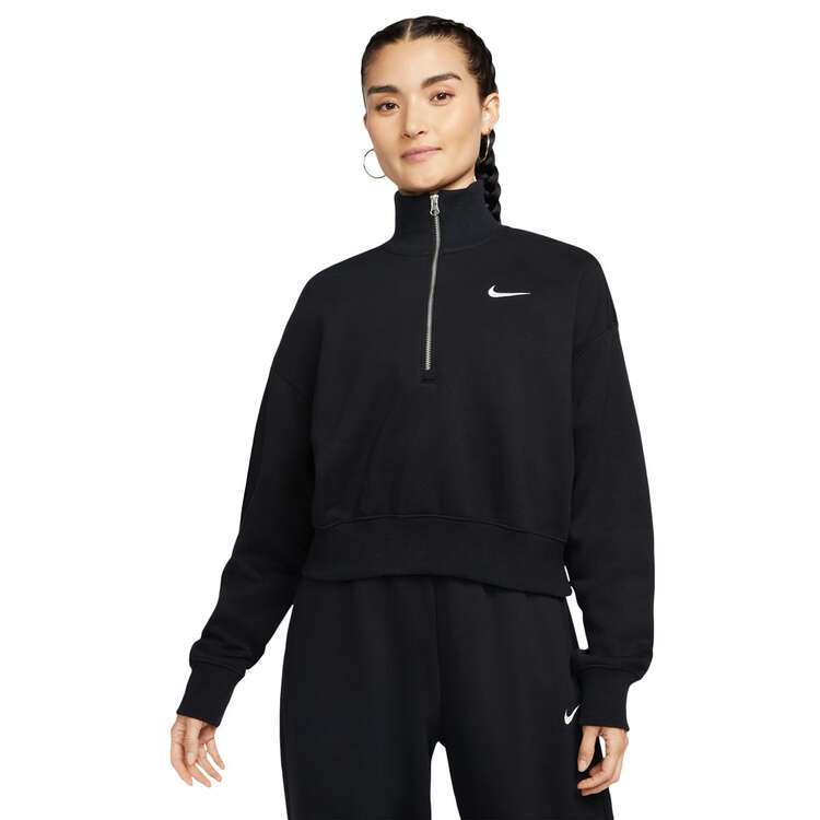 Nike Womens Phoenix Oversized Crop Sweater Black XS, Black, rebel_hi-res