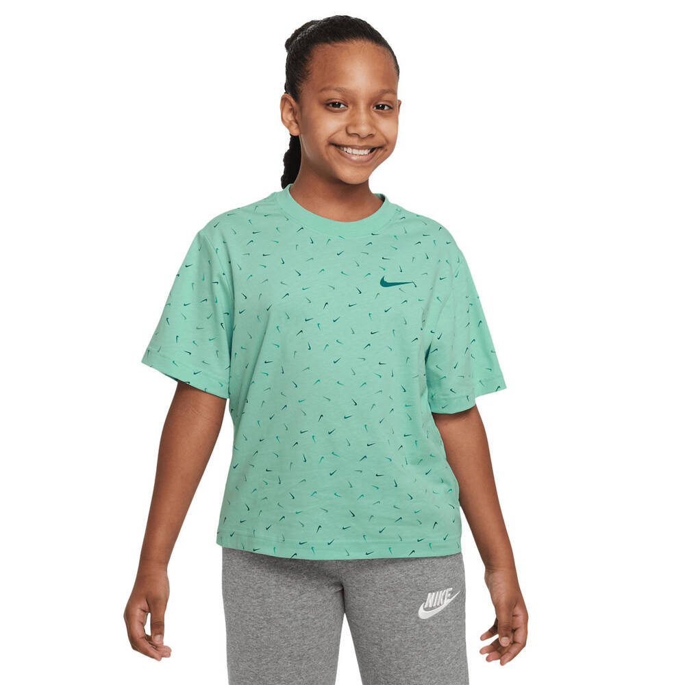 Nike Girls Sportswear Essential Boxy Tee Green S | Rebel Sport