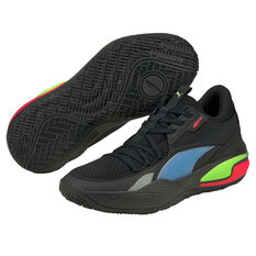 Puma Court Rider Pop Basketball Shoes, Black/Blue, rebel_hi-res