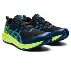 Asics Fuji Lite 2 Mens Trail Running Shoes, Black/Green, rebel_hi-res
