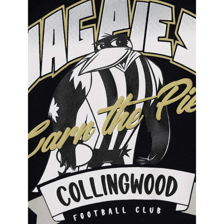 Collingwood Magpies Toddlers Long Sleeve Supporter Tee, Black, rebel_hi-res