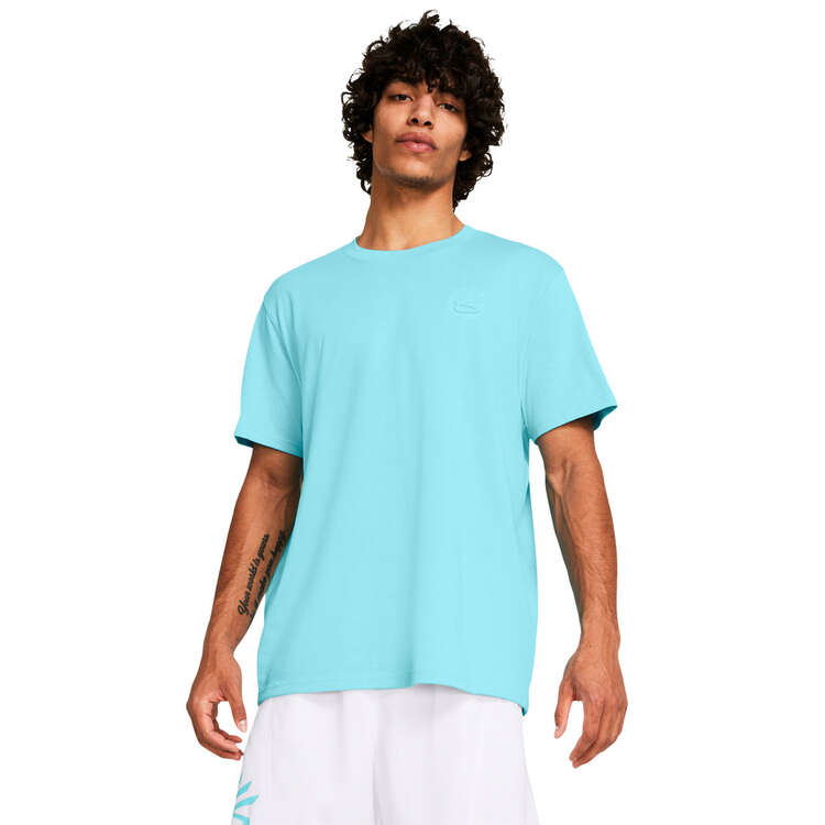 Under Armour Mens Curry Heavyweight Tee, Blue, rebel_hi-res