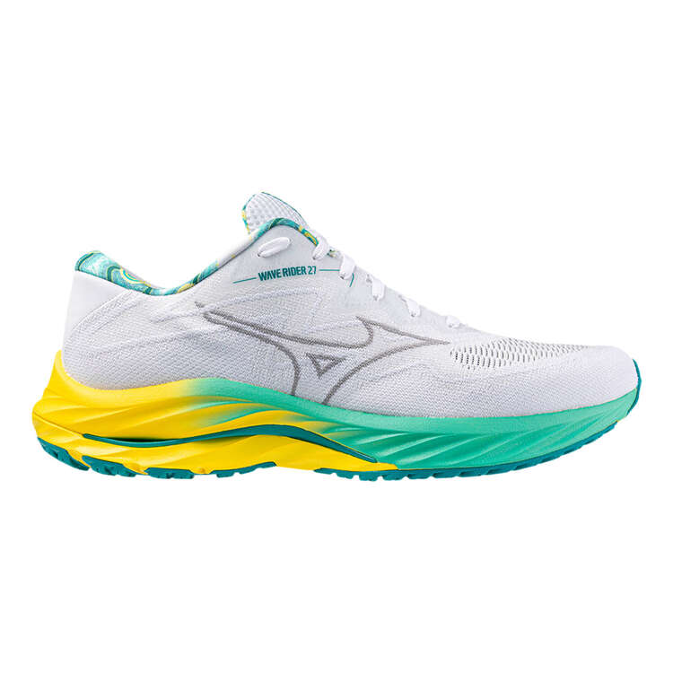 Mizuno Wave Rider 27 SSW The Journey Mens Running Shoes White/Gold US 8, White/Gold, rebel_hi-res