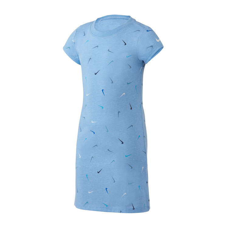 Nike Girls Swoosh Printed Tee Dress, Blue, rebel_hi-res