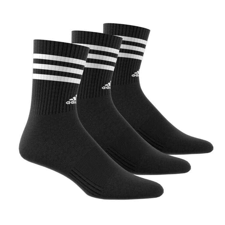 adidas 3-Stripes Cushioned Crew Socks, Black, rebel_hi-res