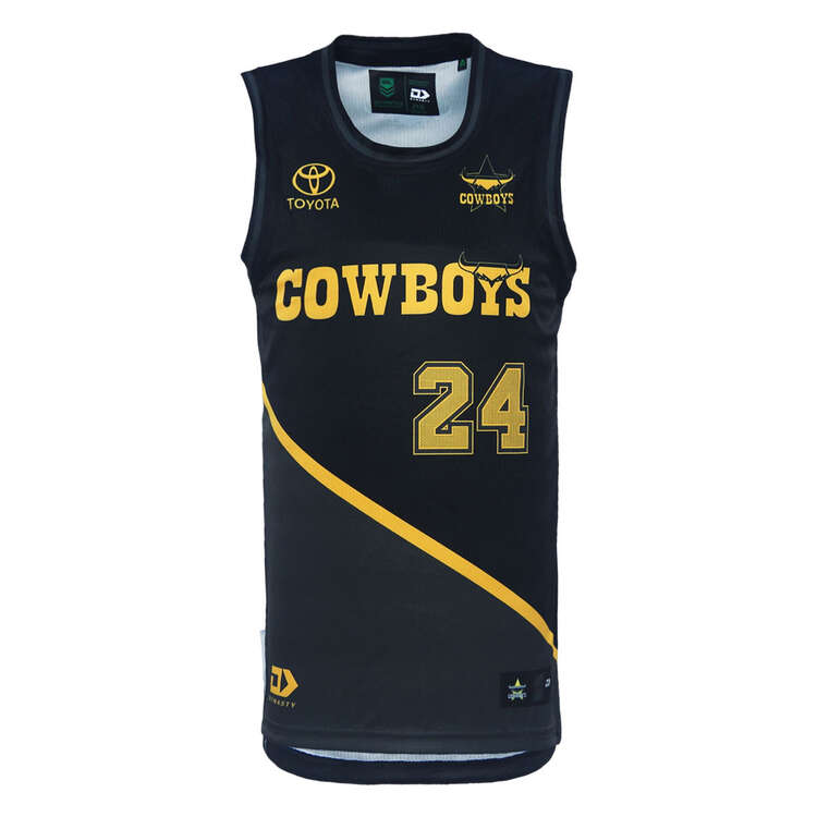 North Queensland Cowboys 2024 Kids Basketball Singlet Black 6, Black, rebel_hi-res