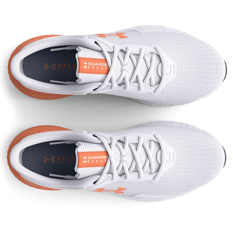 Under Armour Charged Escape 4 Womens Running Shoes, White/Orange, rebel_hi-res