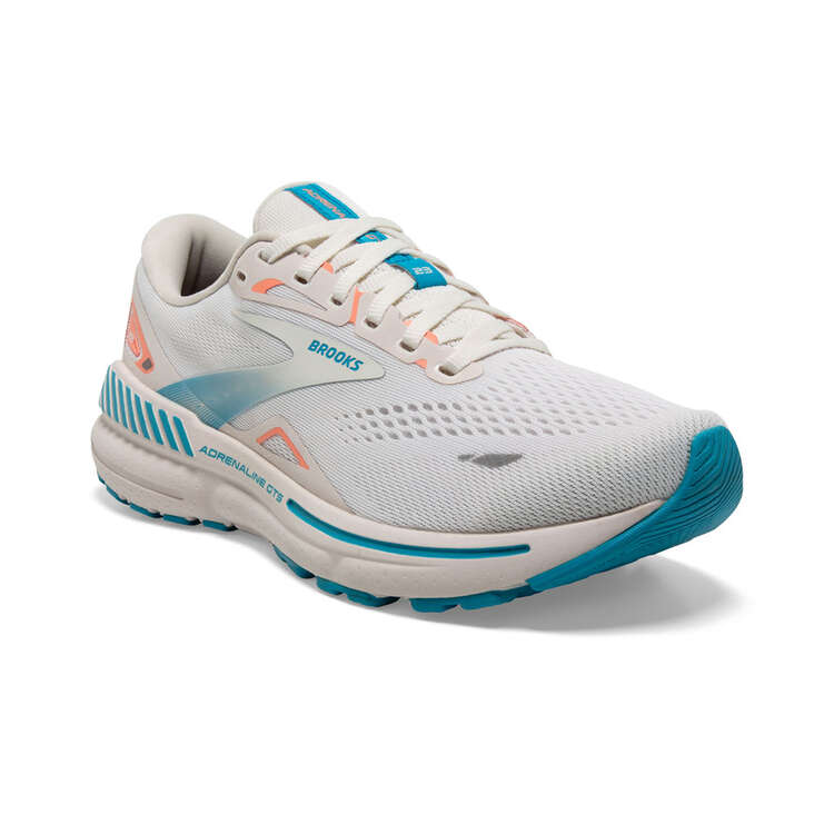 Brooks Adrenaline GTS 23 Womens Running Shoes, White/Blue, rebel_hi-res