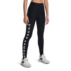Under Armour Womens HeatGear Armour Branded Tights, Black, rebel_hi-res
