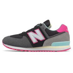 New Balance 574 GS Kids Casual Shoes Black/Pink US 4, Black/Pink, rebel_hi-res