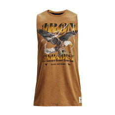 Under Armour Mens Project Rock Graphic Tank Yellow XS, Yellow, rebel_hi-res