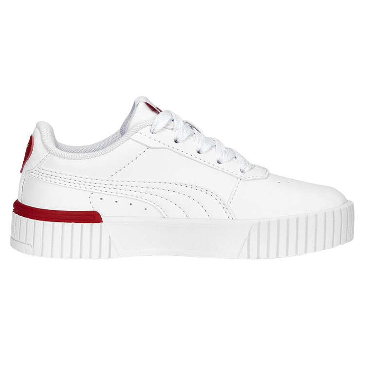 Puma Carina 2.0 Red Thread PS Kids Casual Shoes, White/Red, rebel_hi-res