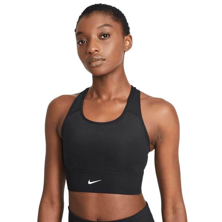 Nike Womens Swoosh 1-Piece Padded Longline Sports Bra, Black, rebel_hi-res