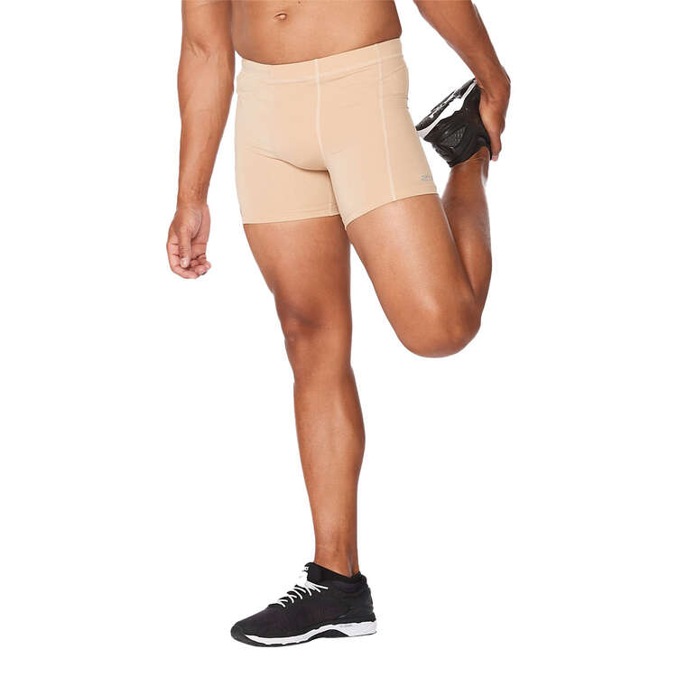 2XU Mens Compression Half Shorts, Beige, rebel_hi-res