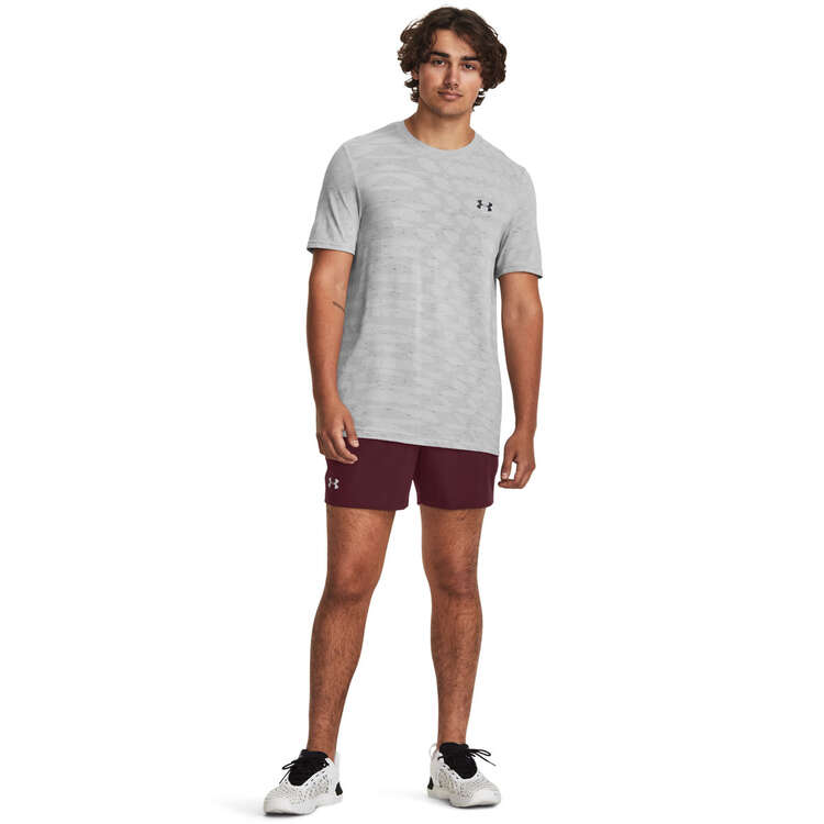 Under Armour Mens Qualifier Performance 5inch Shorts, Maroon, rebel_hi-res
