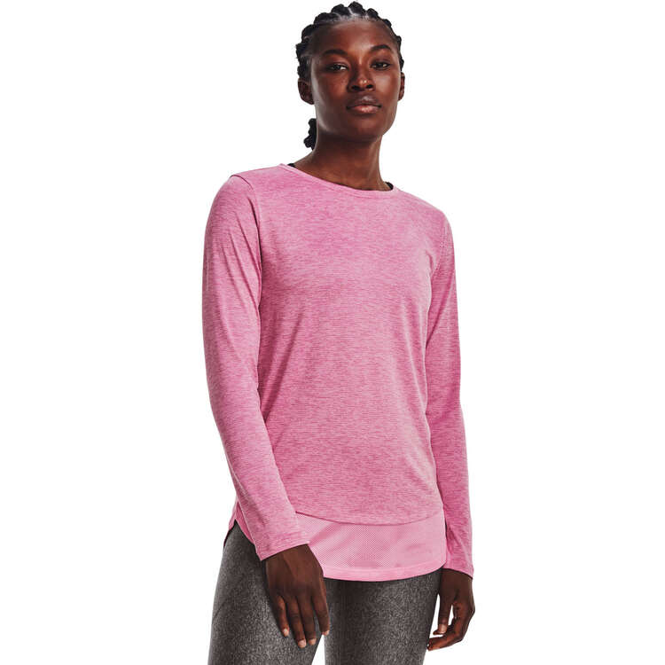 Under Armour Womens UA Tech Vent Long Sleeve Tee Pink XS, Pink, rebel_hi-res