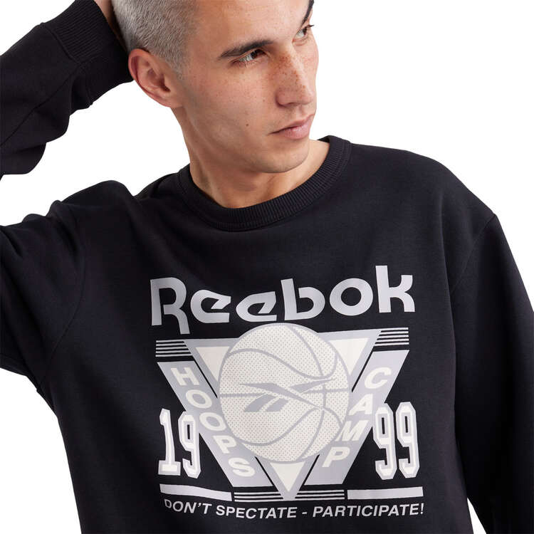 Reebok Mens Basketball Crew Sweatshirt, Black, rebel_hi-res