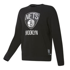 Brooklyn Nets Mens Fleece Crew Sweatshirt, Black, rebel_hi-res
