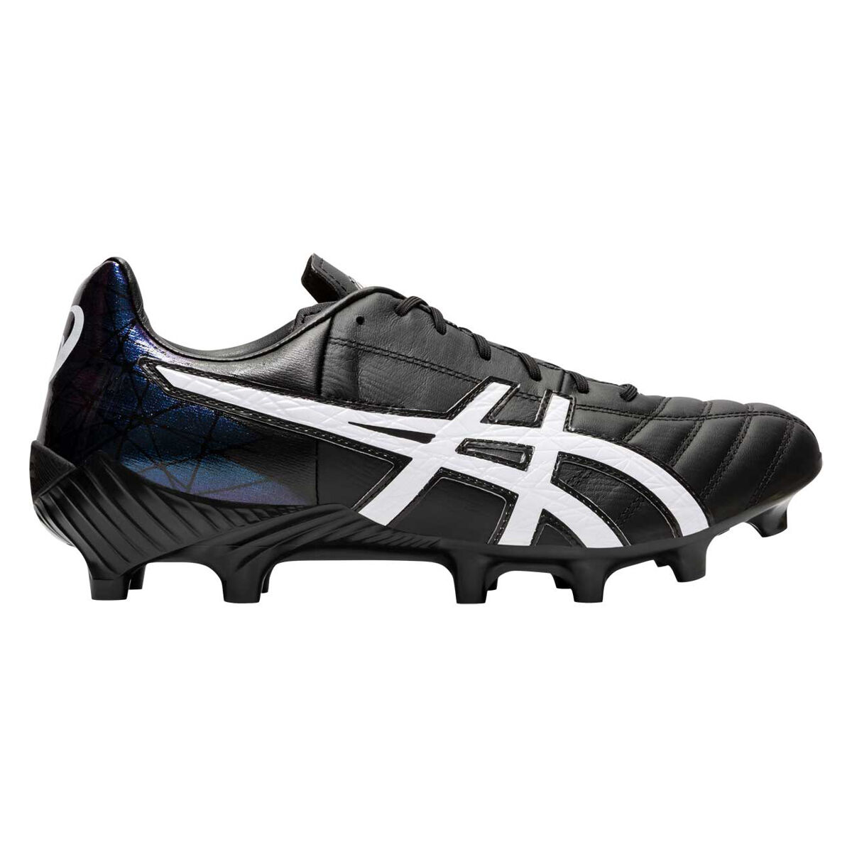 black and white asics football boots
