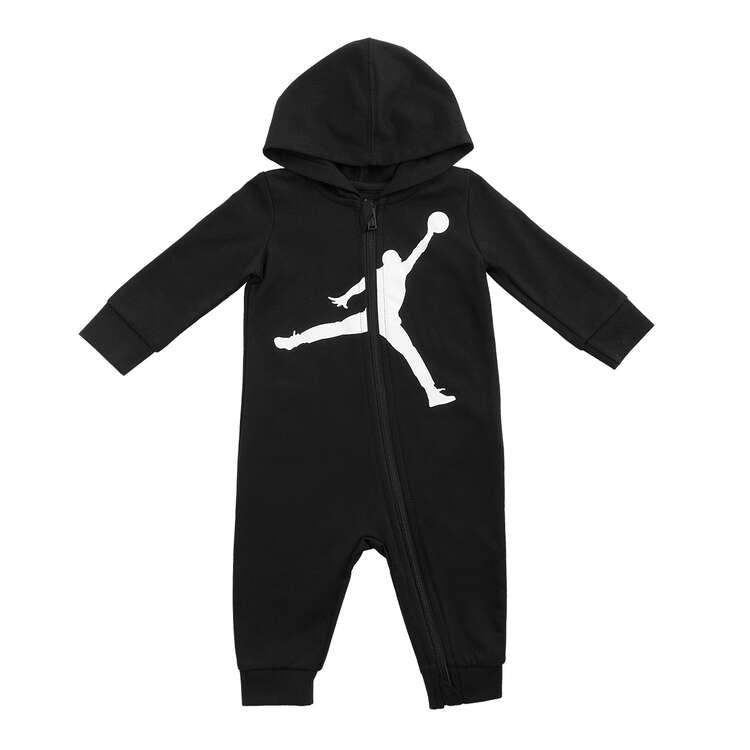 Jordan Infant Kids Jumpman Hooded Coverall Black/White 0-3 Months, , rebel_hi-res