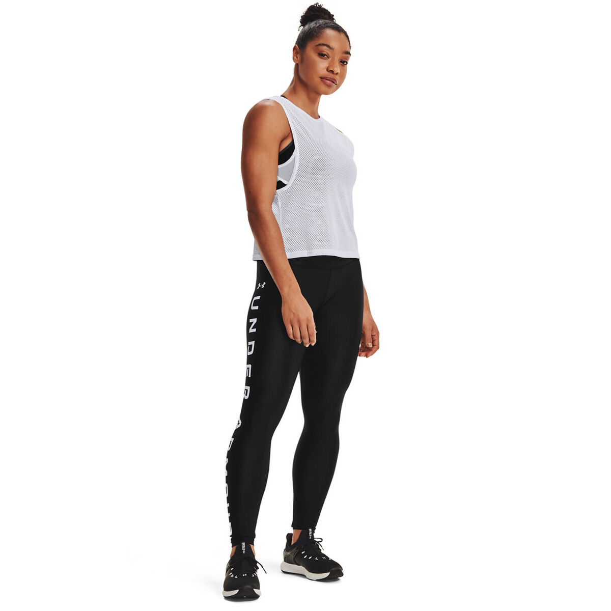 Under Armour Womens HeatGear Gym Training Full Length Tight Leggings Grey 