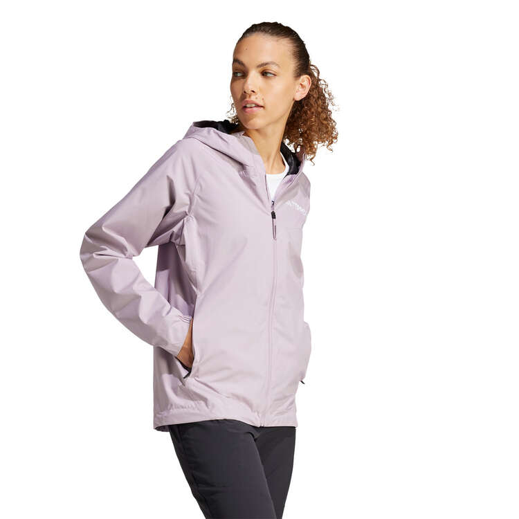 adidas Terrex Womens Multi RAIN.RDY 2-Layer Rain Jacket, Purple, rebel_hi-res