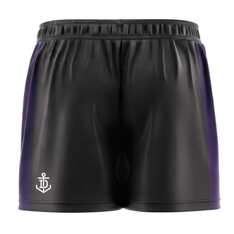 Fremantle Dockers 2024 Mens Training Shorts, Black/Purple, rebel_hi-res