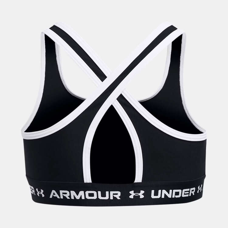 Under Armour Girls Crossback Mid Sports Bra, Black, rebel_hi-res
