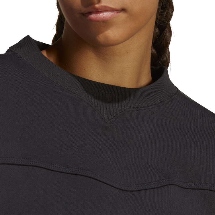 adidas Womens Lounge Fleece Sweatshirt, Black, rebel_hi-res