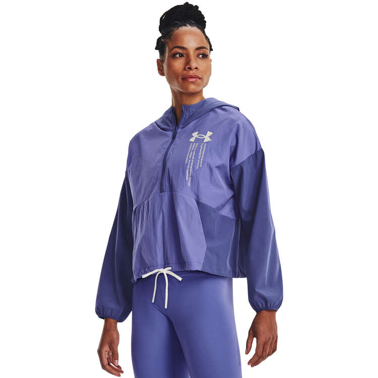 Under Armour Womens Woven Graphic Jacket, Purple, rebel_hi-res