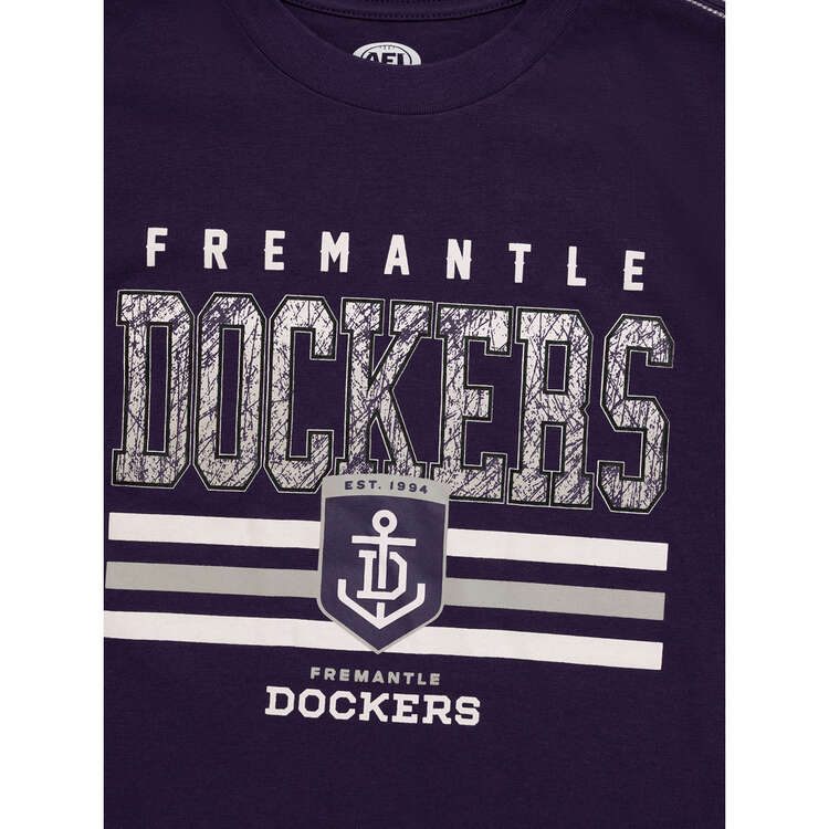 Fremantle Dockers 2024 Kids Sketch Tee, Purple, rebel_hi-res