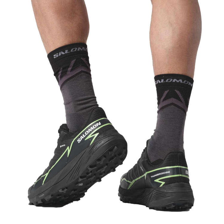 Salomon Thundercross GTX Mens Trail Running Shoes, Black/Green, rebel_hi-res