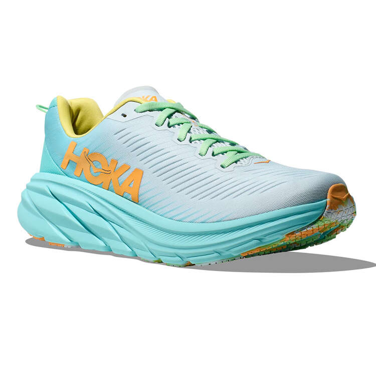 HOKA Rincon 3 Mens Running Shoes, White/Aqua, rebel_hi-res