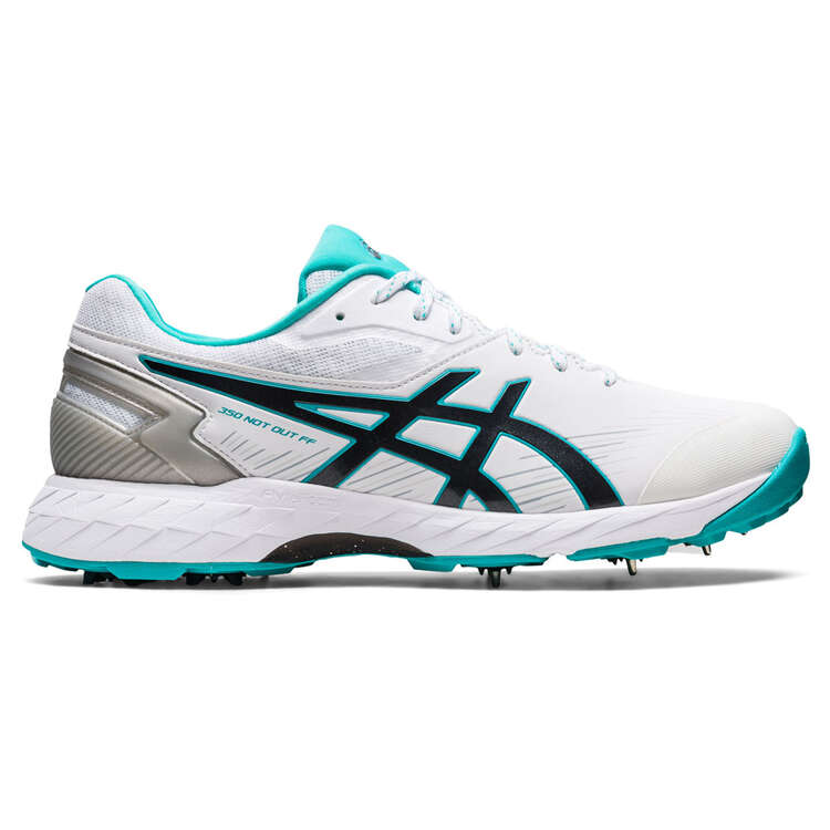 Asics GEL 350 Not Out Spike Cricket Shoes White/Blue US 8, White/Blue, rebel_hi-res