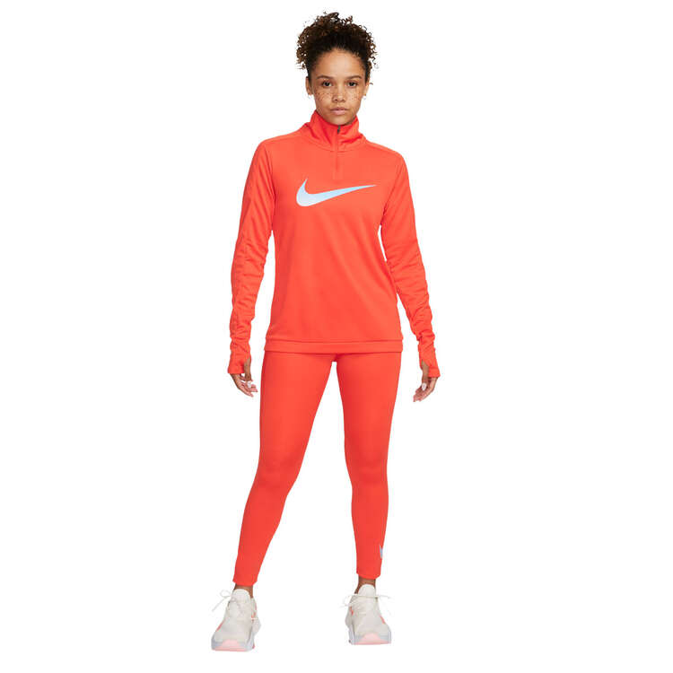Nike Womens Dri-FIT Swoosh 1/4 Zip Running Top, Red, rebel_hi-res