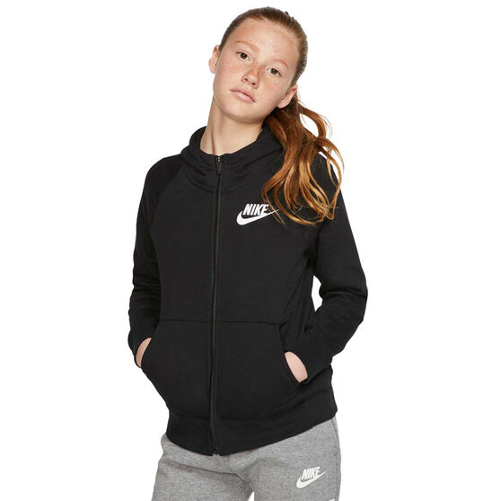 Nike Girls Sportswear Full Zip Hoodie Black XS, Black, rebel_hi-res