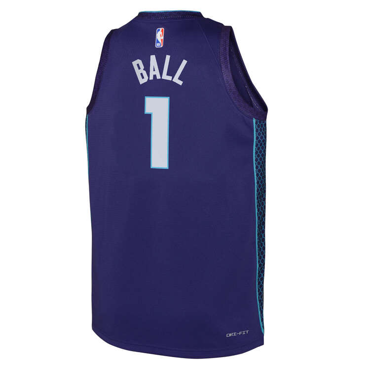 Jordan Youth Charlotte Hornets LaMelo Ball 2023/24 Statement Basketball Jersey, Purple, rebel_hi-res