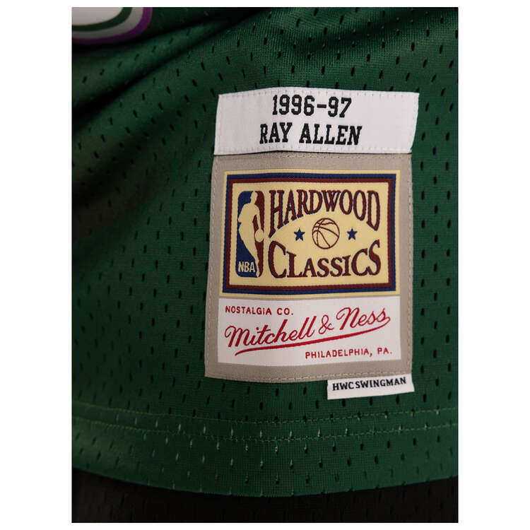 Men's Milwaukee Bucks Ray Allen Mitchell & Ness Black 1996-97 Hardwood  Classics Flames Swingman Jersey