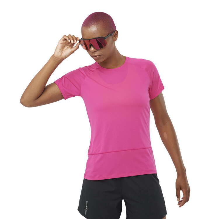 Salomon Womens Cross Run Tee Pink XS, Pink, rebel_hi-res