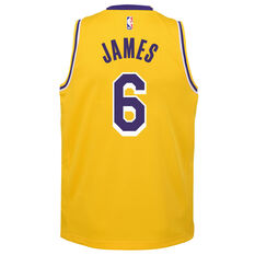 Nike Los Angeles Lakers LeBron James Kids Icon Swingman Jersey Yellow S, Yellow, rebel_hi-res