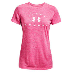Under Armour Womens Tech Twist Arch Tee, Pink, rebel_hi-res