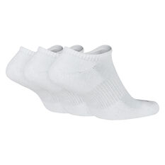 Nike Unisex Cushioned No Show 3 Pack Socks, White, rebel_hi-res