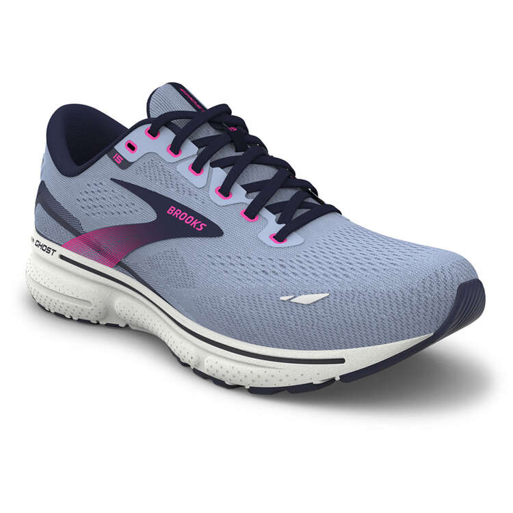 Brooks Ghost 15 Womens Running Shoes, Blue/Navy, rebel_hi-res