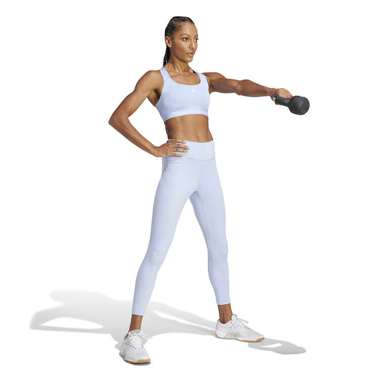 adidas Womens Powerreact Training Medium Support Sports Bra, Blue, rebel_hi-res